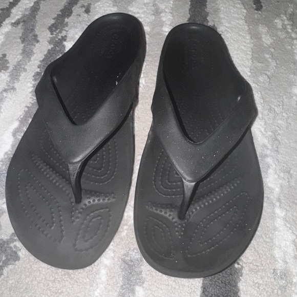 Crocs Iconic Comfort Kadee II Black Flip Flop Sandals Womens Size 11 - Picture 14 of 15